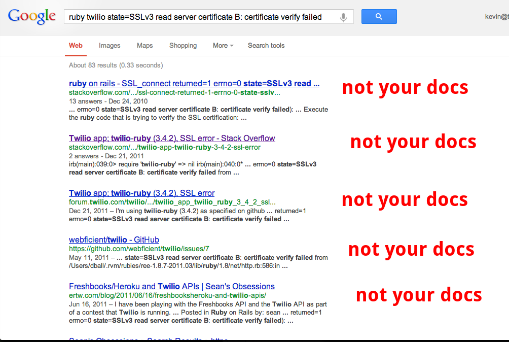 search results for ssl error, not your docs